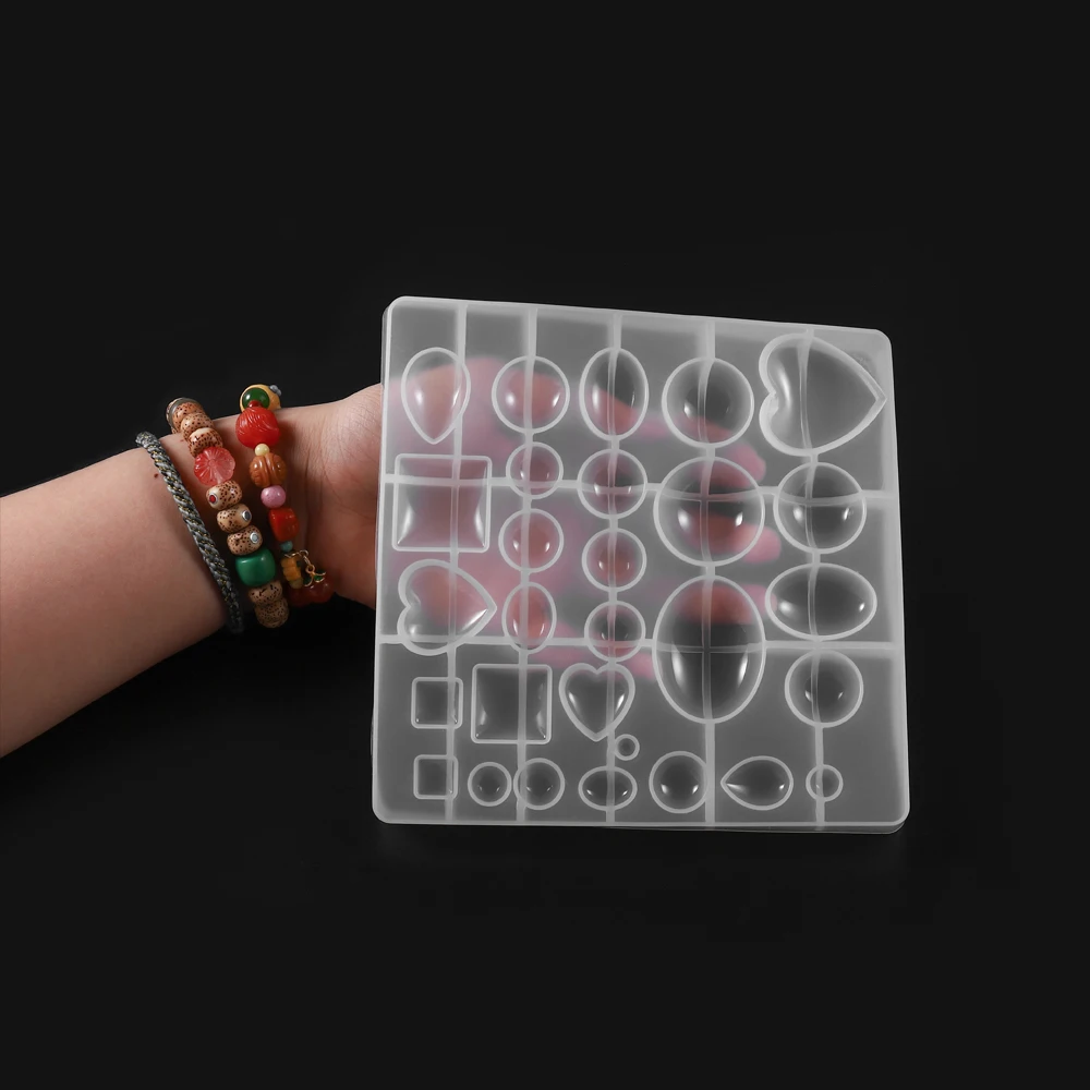 Molde de resina epoxi con forma de corazón y Media bola, colgante de silicona con forma de corazón, UV, para hacer joyas, accesorios de piezas, 1