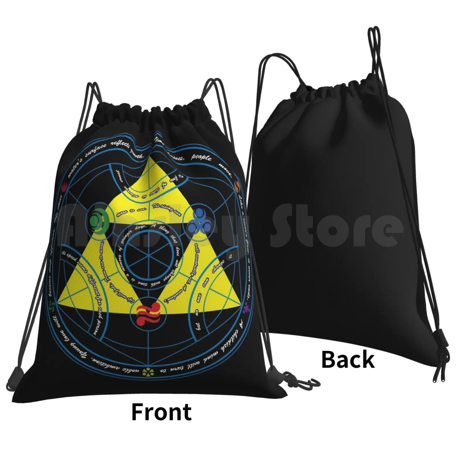 Transmutation Of Time Backpack Drawstring Bags Gym Bag Waterproof Legend Fullmetal Alchemist Full Metal Alchemy Triforce