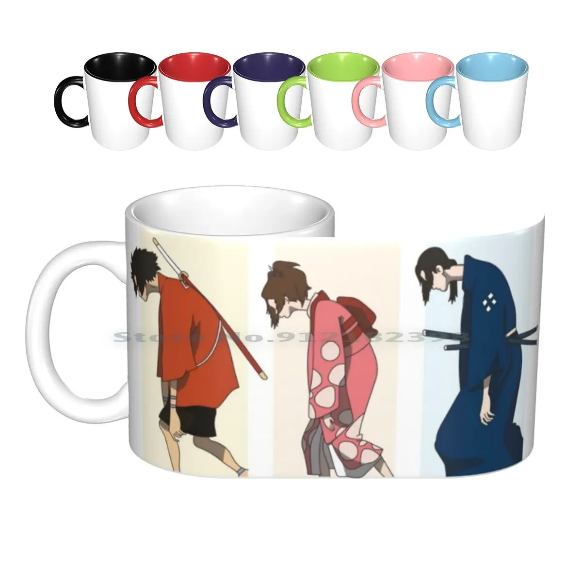 Down Ceramic Mugs Coffee Cups Milk Tea Mug Champloo Anime Color Sword Japan Animation Fuu Mugen Jin Creative Trending Vintage