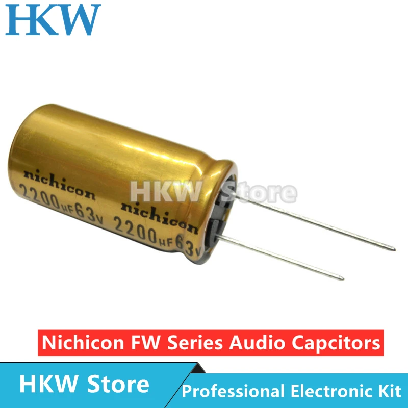 

10pcs NICHICON 2200UF 63V 18X35.5mm FW Series Electrolytic Capacitors Hi-Fi Audio Capacitor New and Original 63V2200UF 18*35.5MM