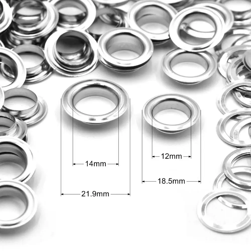 30sets 12mm 14mm Brass Material Silver Flat Edge Grommet Eyelet With Washer Fit Leather DIY Craft Shoes Belt Cap Accessories