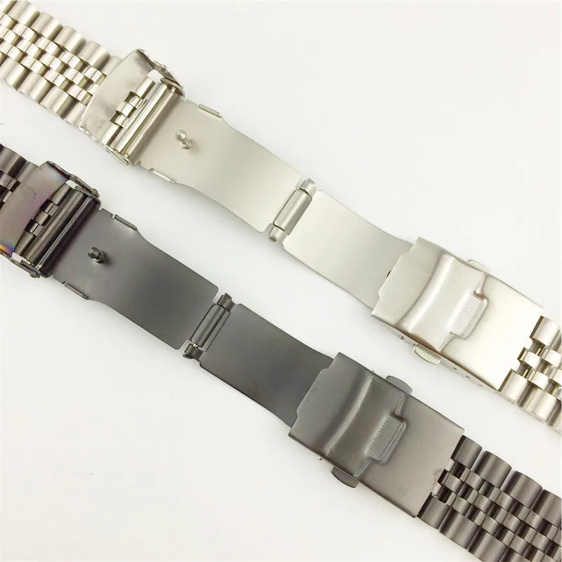 Silk Glossy Stainless Steel watchband 18mm 20mm 22mm 23mm 24mm 26mm Watch Band Double Lock Buckle Replacement Watch Strap w Tool