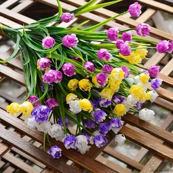 25 Heads Mini Tulips bouquet plastic Artificial Flower for spring home wedding decoration white tulip fake flowers flores