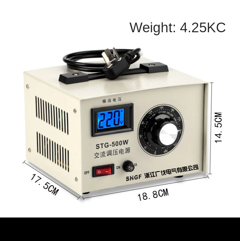 220v 500W Single-Phase AC Voltage Regulator Voltage Stabilizer Contact Adjustable Power Transformer 0-300V