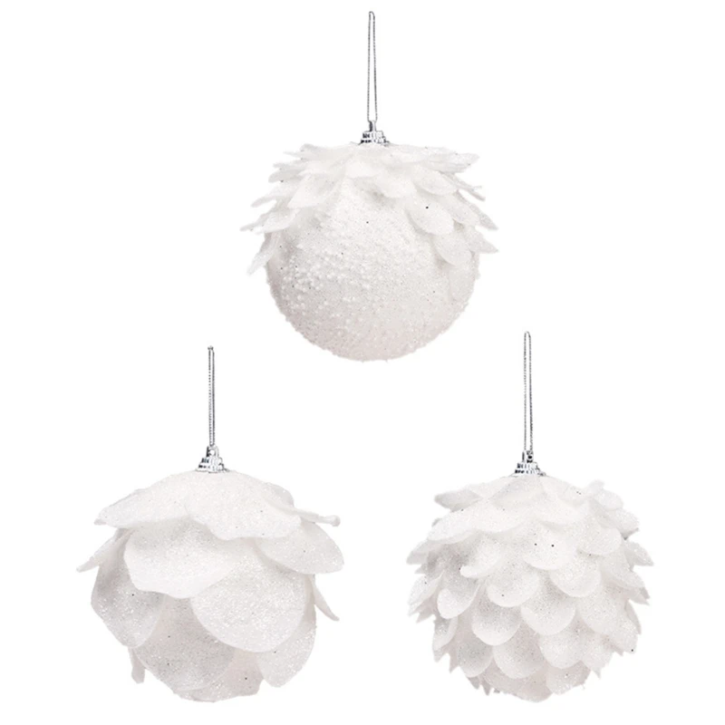 3 Pcs Snow White Petal Foam Balls Christmas Hanging Ornaments Xmas Tree Pendant Ball Wedding Party Decoration F19B