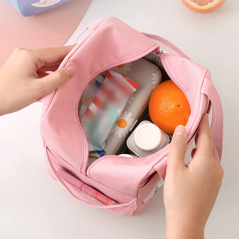 1PC New Children Portable Cartoon Lunch Bag Women's Thermal Bento Bags Oxford Cloth Food Handbags Large Capacity Organizer