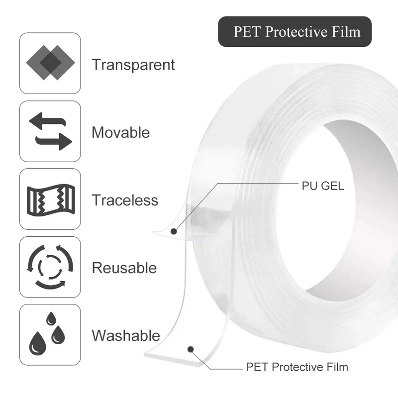 Kitchen Sink Waterproof Transparent Tape Nano Mildew Strong Self-Adhesive Pool Water Seal Bathroom Gap Strip Silicone Stickers