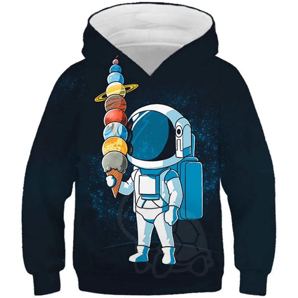 

Kids Universe Galaxy 3D Hoodie Astronaut Ice Cream Planet Moon Print Girl Boy Hooded Sweatshirt 4-13Y Children Harajuku Pullover