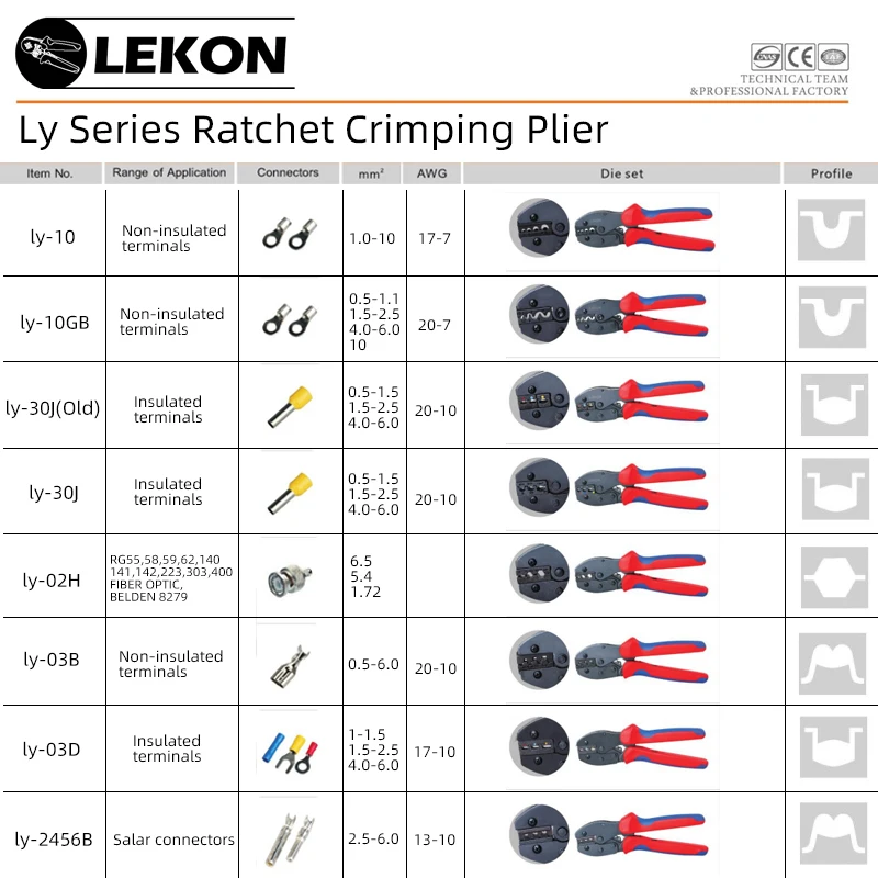 Ratchet Crimping Pliers Tools Mini Electrical Pliers HSC8 6-4 0.25-10mm² 23-7AWG 6-6 0.25-6mm² High Precision Clamp Sets