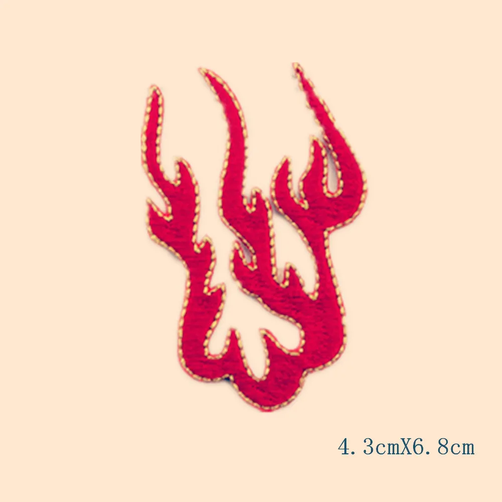1 PC Hight Quality Embroidery Bright Red Flame Patch Clothing Applique Shirt Jeans Sticker Iron On Parch DIY Accessories