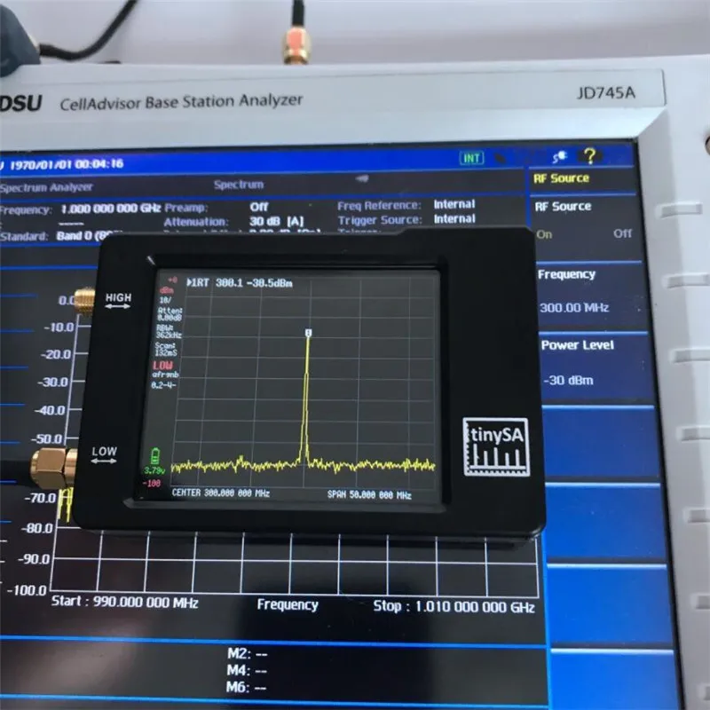Analizador de espectro TinySA pequeño, analizador de frecuencia portátil con pantalla táctil de 2,8 pulgadas, herramientas de entrada UHF MF/HF/VHF de 0,1 MHz ~ 960MHz