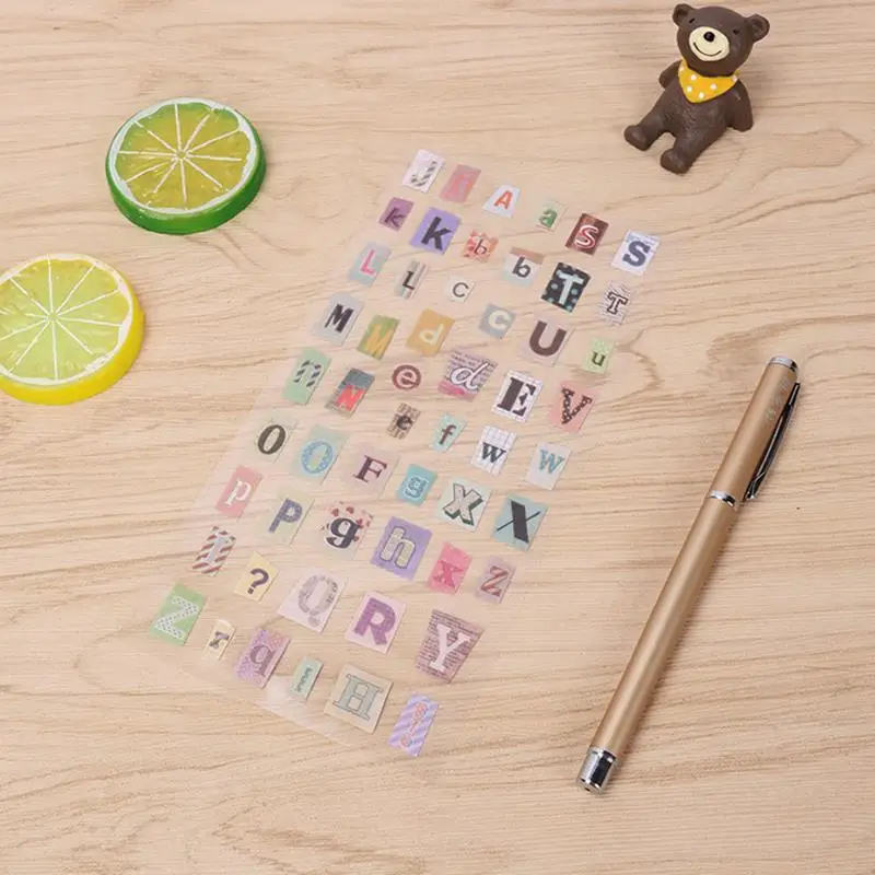 6pcs/set English Alphabet Number Retro Sticker Album Diary Decoration DIY Decorative Stickers Handmade Stickers Scrapbooking