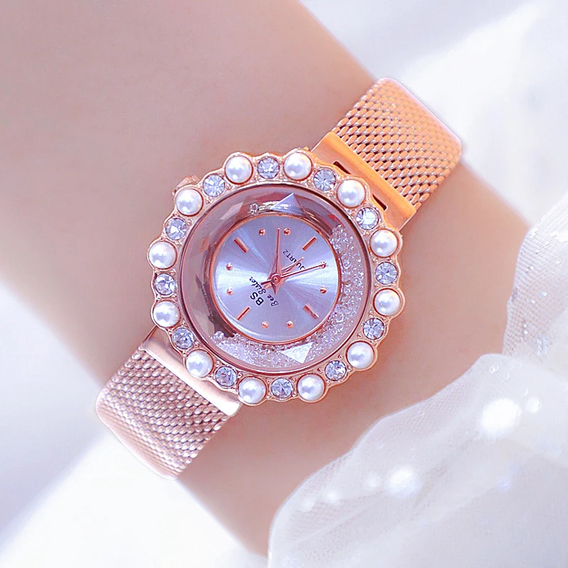 Woman Watches 2022 Famous Brand Pearl Diamond Ladies Wrist Watches Waterproof Rose Gold Female Wristwatches Reloj Mujer 2021