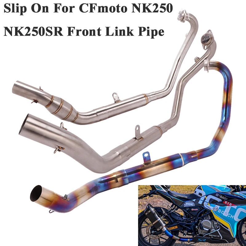 Titanium Alloy Slip On For CFmoto NK250 NK250SR NK300SR Motorcycle Exhaust Muffler Escape Modified Front Mid Link Pipe Catalyst