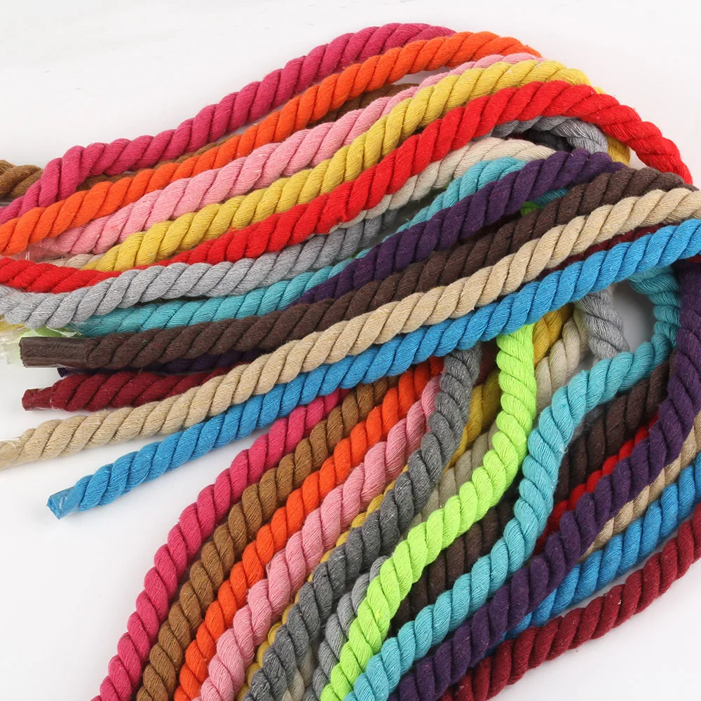 2Meters 15MM 3 Shares Twisted 100% Colorful Cotton Cords/Rope for Bag Home Decor DIY Textile Accessories