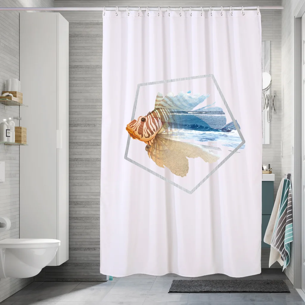 180x180cm Lovely Bathing Sea Fish Shower Curtain Waterproof Bathroom Curtains Bathroom Shower Accessories Home Bathtub Decor