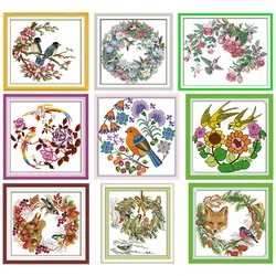 Timbrato Punto Croce Kit Gioia Domenica Magpies Uccelli Animale Stampato 11CT 14CT Contati Stampa Kit Artigianale Del Ricamo Needlework Set