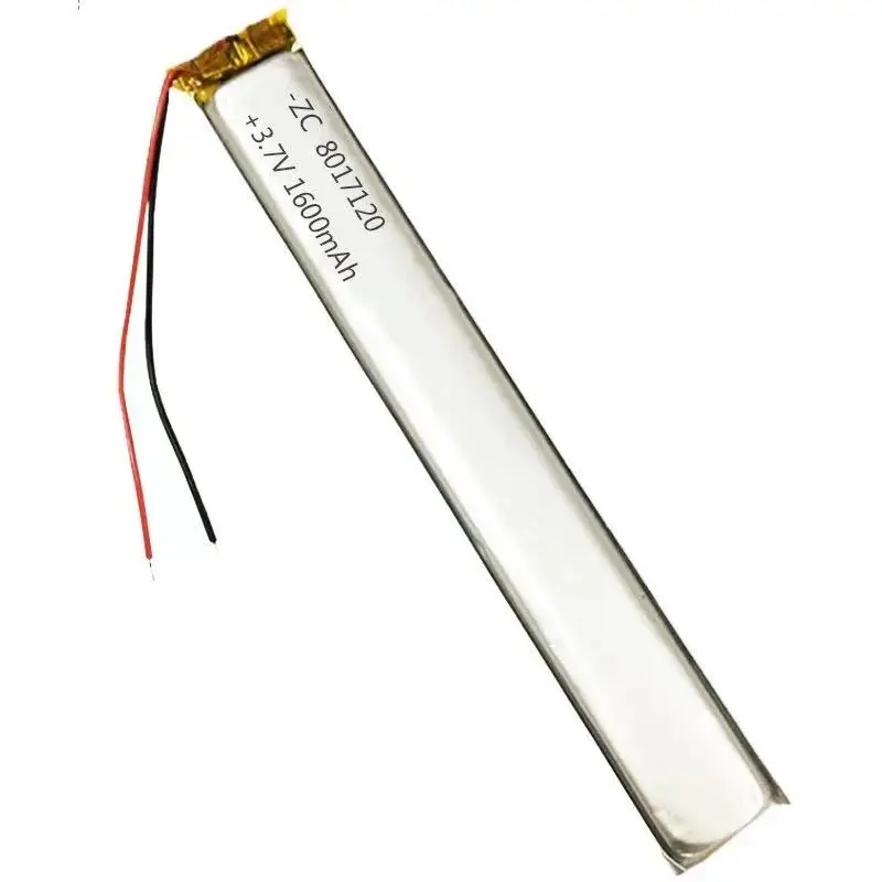 3.7V długa bateria litowa 8017120-1600mah akumulator długi lampa indukcyjna bateria litowo-polimerowa lampa dźwiękowa LED