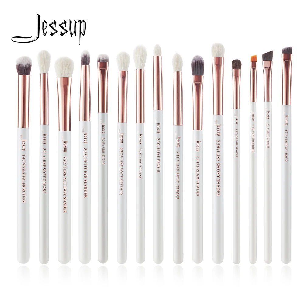 Jessup Professionelle Make-Up Pinsel Set 15 stücke Machen up Pinsel Perle Weiß/Silber Werkzeuge kit Eye Liner Shader natürliche-synthetische haar