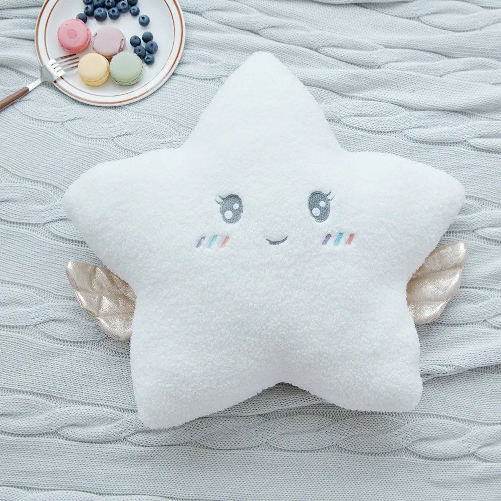 New White Cloud Moon Star Plush Pillow White Cloud Soft Cushion Bed Head Oad Decoration Angel Plush Doll toys Girl Gift