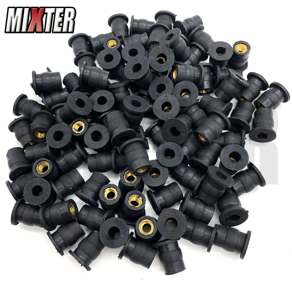 Motorcycle Motorbike Scooter Universal M5 5mm Metric Rubber Well Nuts Windscreen Windshield Fairing Cowls Fastener Screws