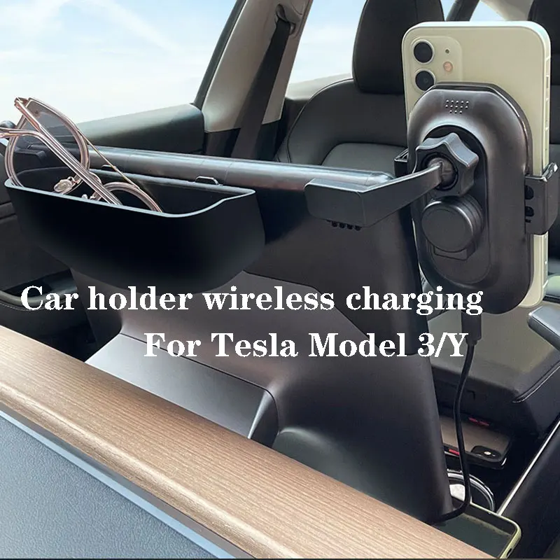 

Car Phone holder wireless charging For Tesla Model Y/3 Multifunction With ABS storage 1Set