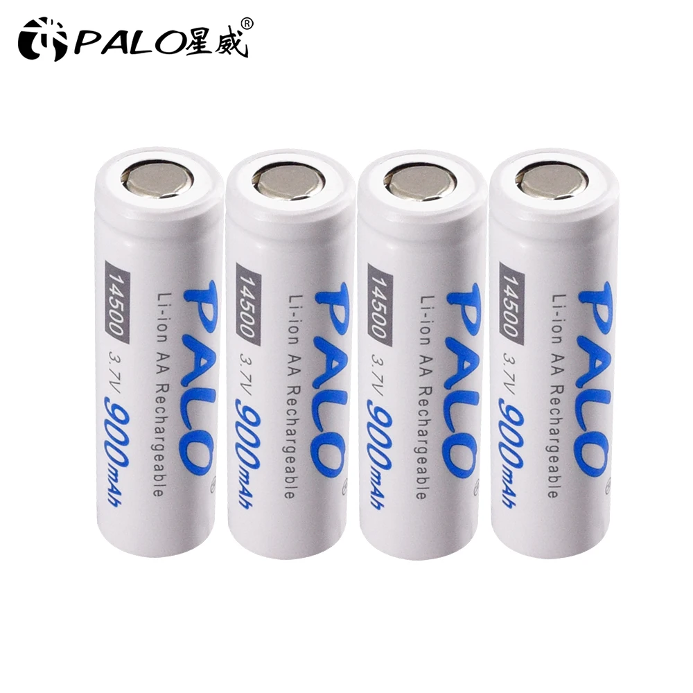 PALO 14500 Battery 3.7V Li-ion AA Battery 14500 Rechargeable Battery Protected With Battery Case 3.7v 14500 Battery