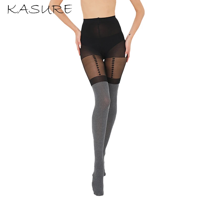 

KASURE Women sexy Tight Pantyhose Spring Summer Shinny Women Nightclubs Sexy Black Tinted Sheer False High Stocking Pantyhose