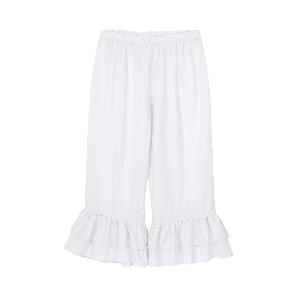 Kobiety Retro Vintage w pasie Ruffles Hem Pantaloons Bloomers epoki wiktoriańskiej kostium kobiety luźne stałe spodnie Flare Casual