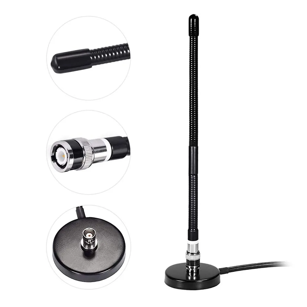 Eightwood 27MHz CB Radio Antenna Soft Whip Magnetic Base Aerial BNC & PL259 Male for Cobra Midland Uniden Maxon President Radio