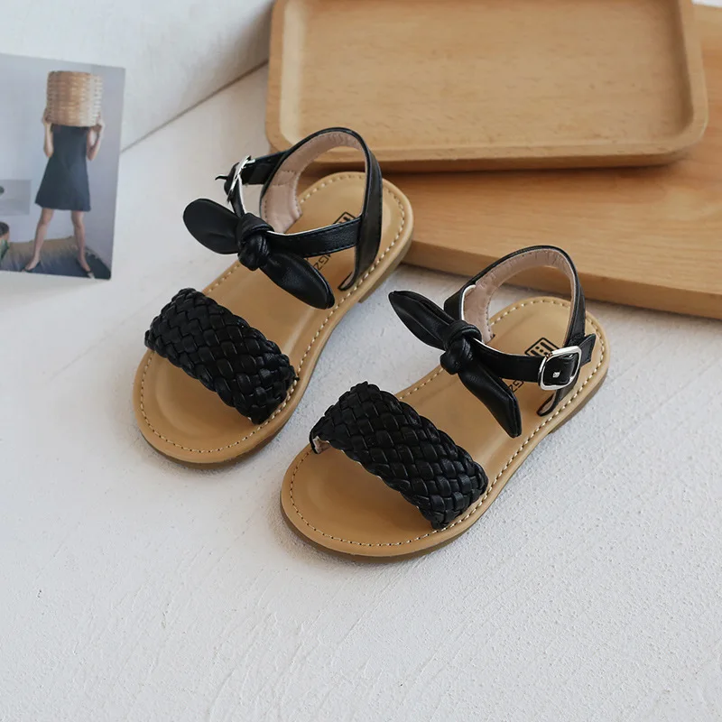 Baby Summer Fashion Bow Child Sandals Princess Girl Shoes Children Flat Shoes for Kids Soft Leather Beach Sandals 1 2 3 5 6 Year