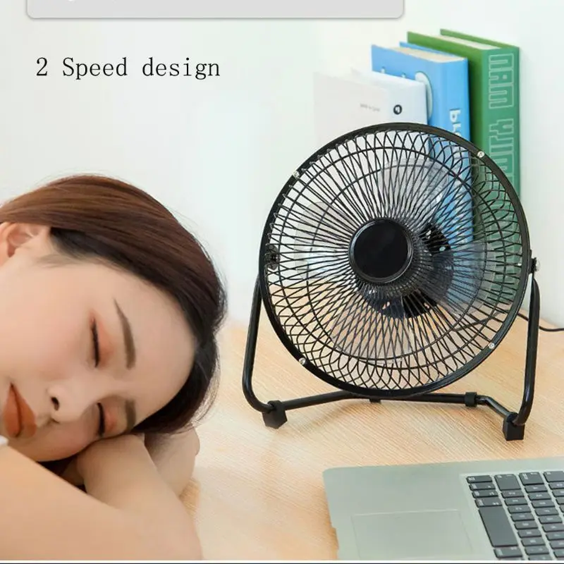 USB Powered Metal 8 Inch Portable USB Desk Fan with 2 Speeds Switch Personal Cooling Fan for Home Office Table Outdoor