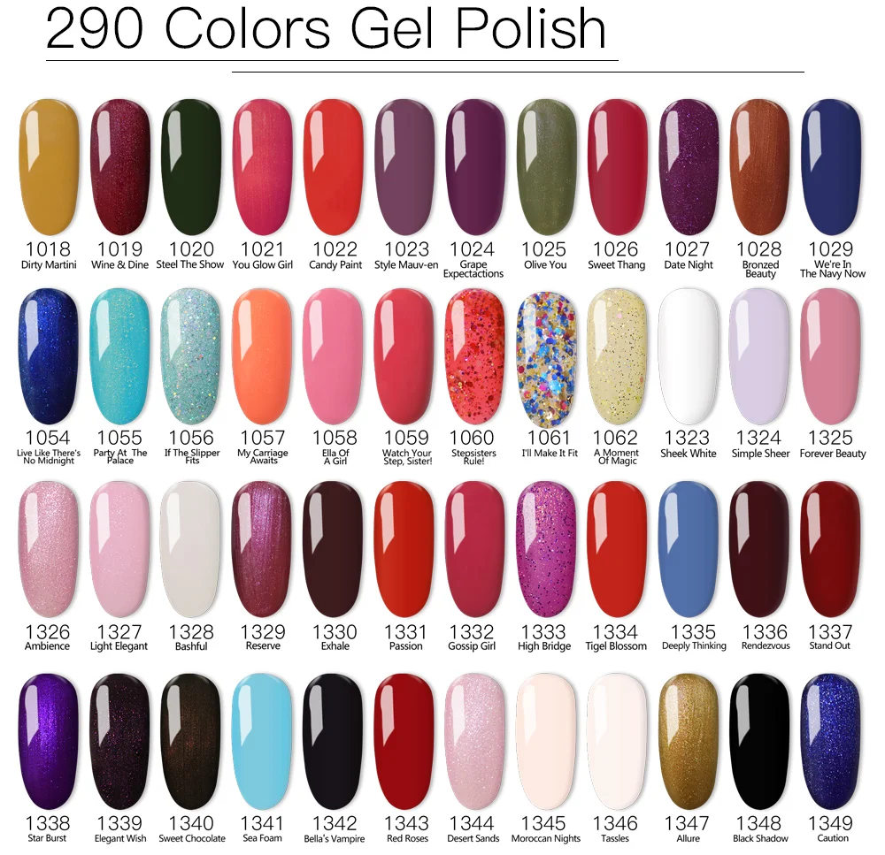 IDO 12 PCS/LOT Gel Nail Polish Semi Permanent Gellack Nail Art Salon 290 Colors Glitter 15ML UV LED Gel Polish Varnish гель лак