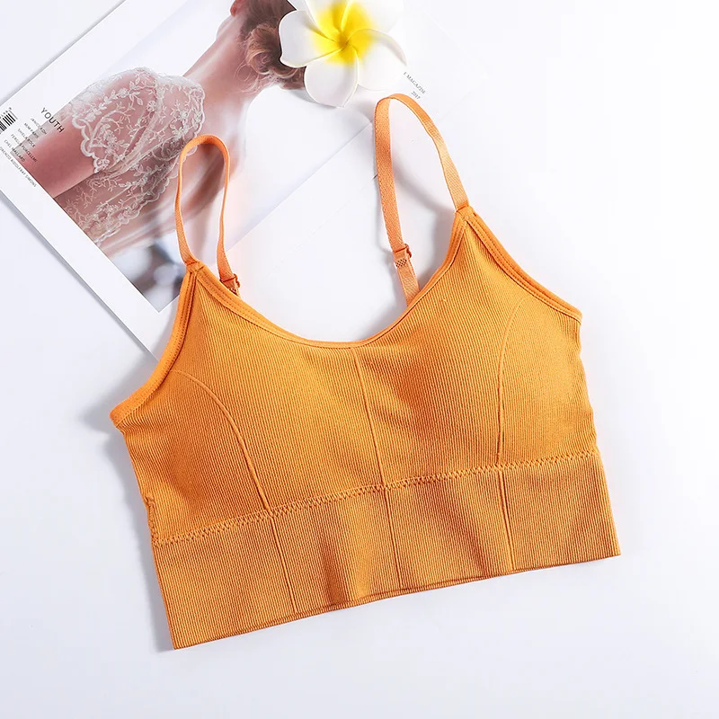 2021 Women\'s Cotton Underwear Tube Tops Fashion Solid Color Tank Up Female  Sports Underwear New Sling Top Female Sexy Lingerie