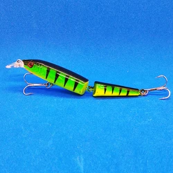 Duas seções iscas de pesca minnow, 105mm/9g, plástico artificial, olhos 3d, swimbait, wobblers para lúcio, equipamentos de pesca, 1 parte