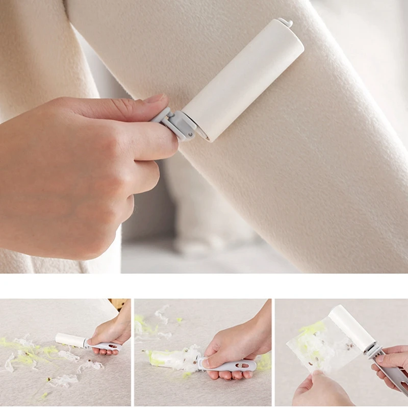 Foldable mini sticky hair Travel portable clothing sticky hair roller tearable hair remover dust sticky paper can replace sticky