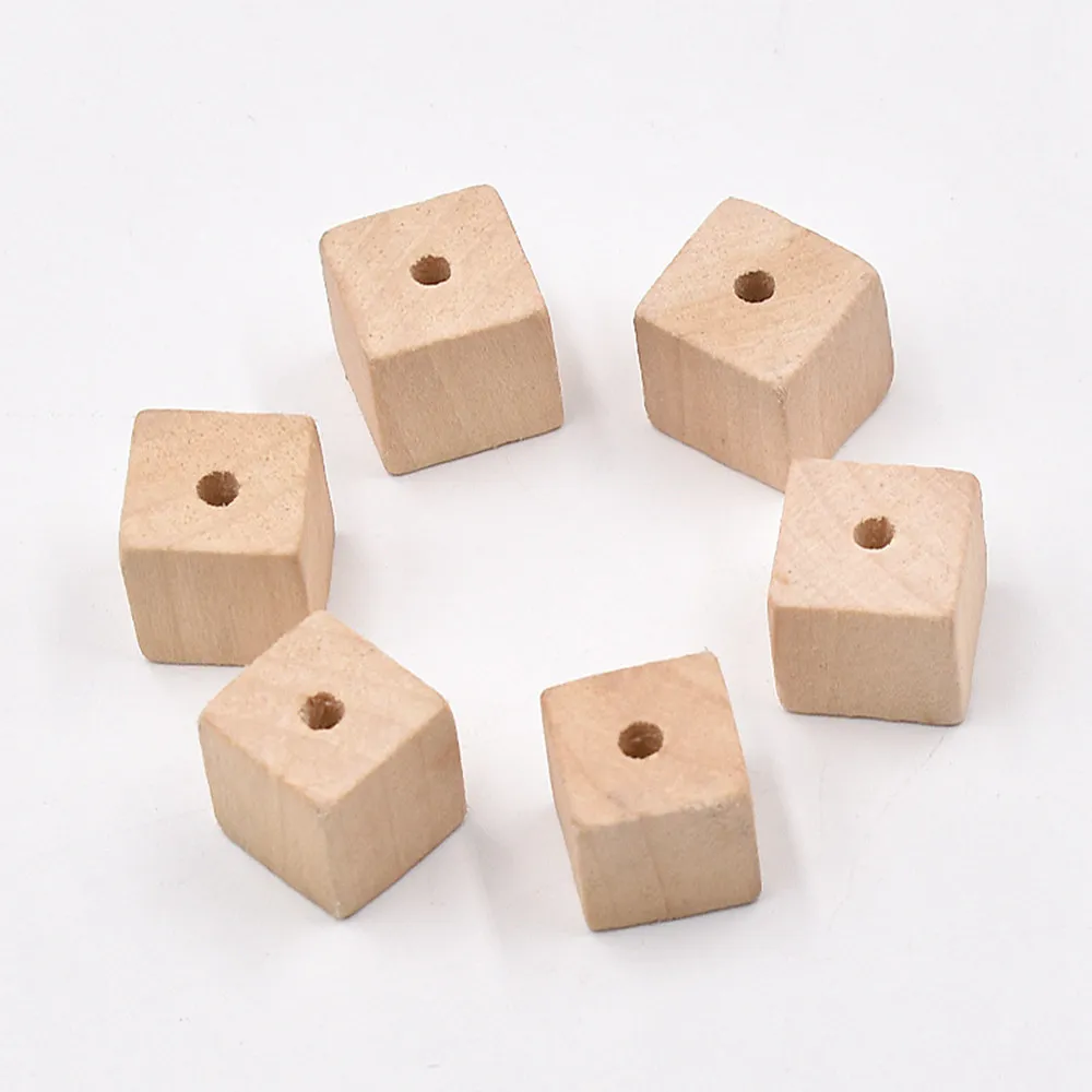 5/10pcs Cube Square Shape Natural Wood 15mm 20mm 25mm 30mm Loose Handcraft Beads for DIY Crafts Jewelry Making 10pcs