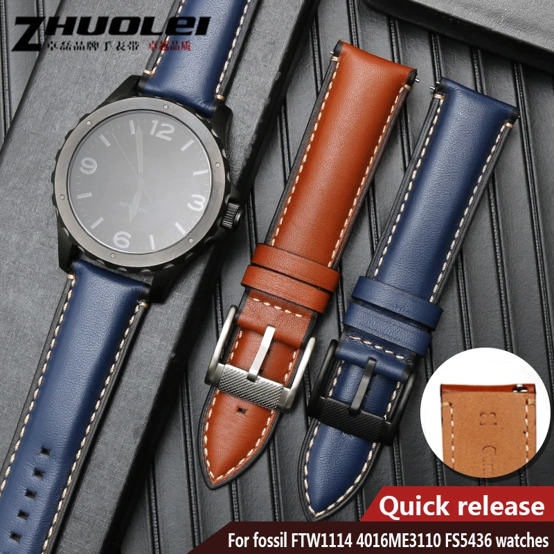 quick release genuineLeather watch strap for fossil FTW1114 4016ME3110 FS5436 24 20 22mm watchband for huawei pro 2  gear S2 S3