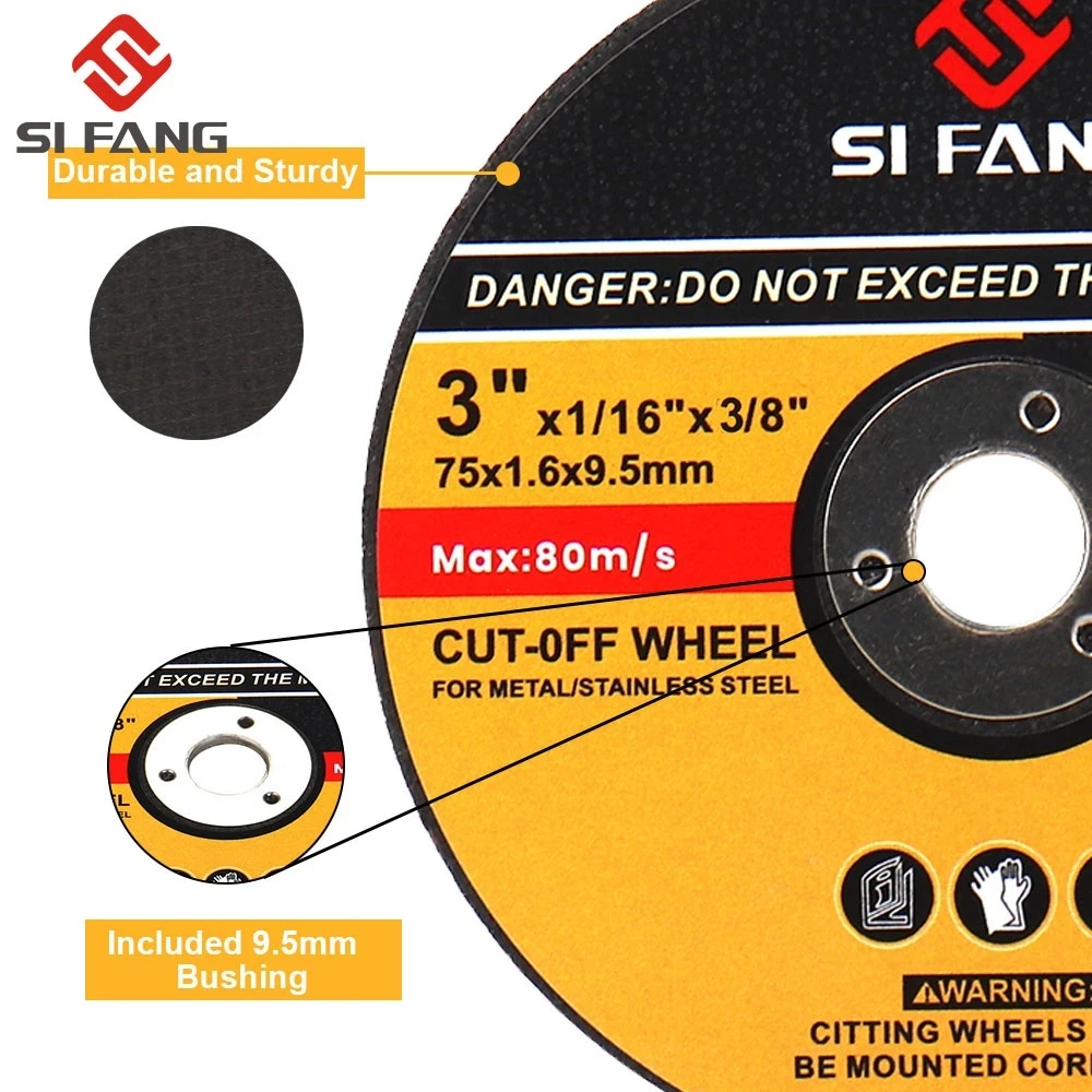Disco de corte de resina,discos de corte de acero inoxidable para rueda de amoladora angular, 10 piezas, 75mm, 3"
