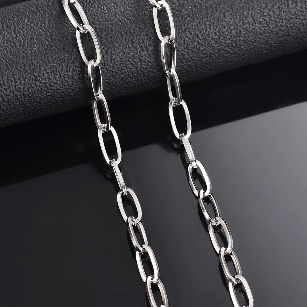 Großhandel 2 Meter/Packung Breite 6mm*12mm Edelstahl Ovalgliederkette O-Kreuzkette für DIY-Schmuckherstellung – Detail 1