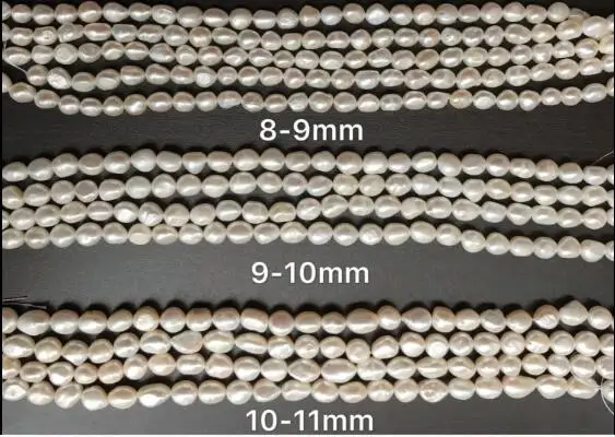 8mm 10mm 11mm white baroque pearl necklace round clasp Jewelry real natural freshwater pearl 43cm 17inch