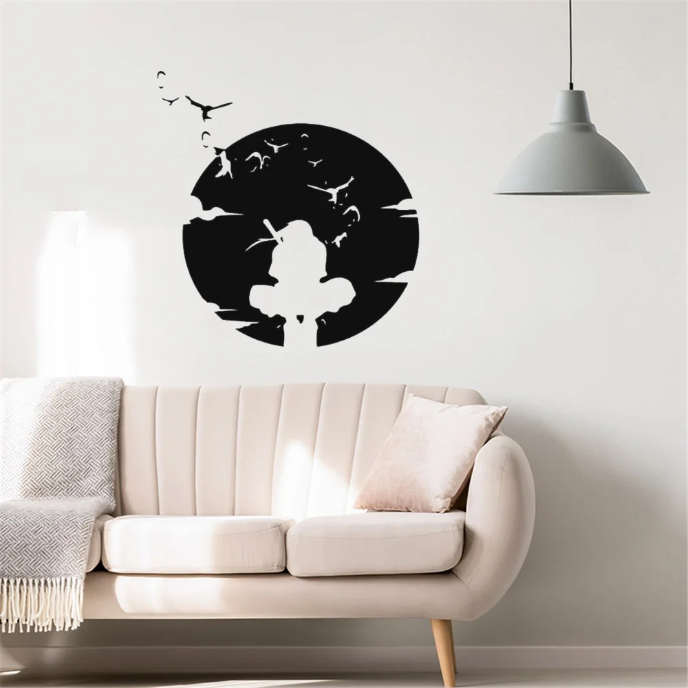 Anbu Itachi Dưới Trăng Decal Dán Tường Nhà Phòng Ngủ Trẻ Em Phòng Nghệ Thuật Anime Trang Trí Vinyl Có Thể Tháo Rời