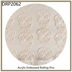 Mini Embossed Rolling Pin with Skull Pattern, Pastry Roller, Baking Cookies, Fondant, Halloween Tools, All Saints' Day