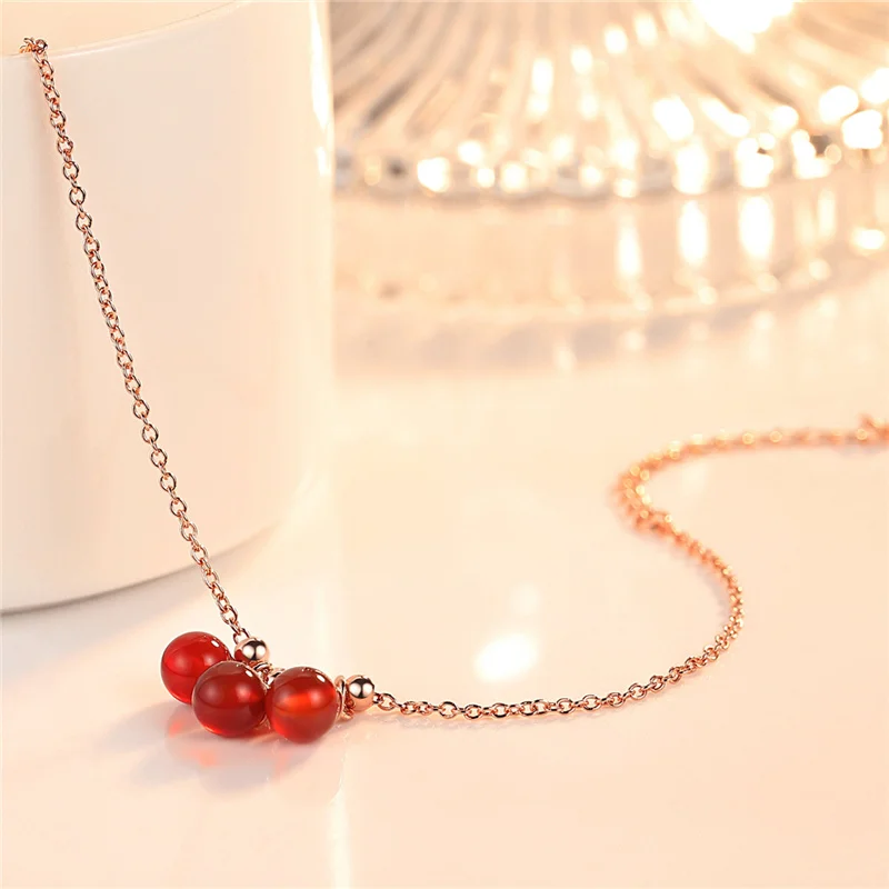 KOFSAC New Trendy 925 Sterling Silver Anklets For Women Simple Personality Red Crystal Ball Foot Chain Jewelry Lady Party Gifts