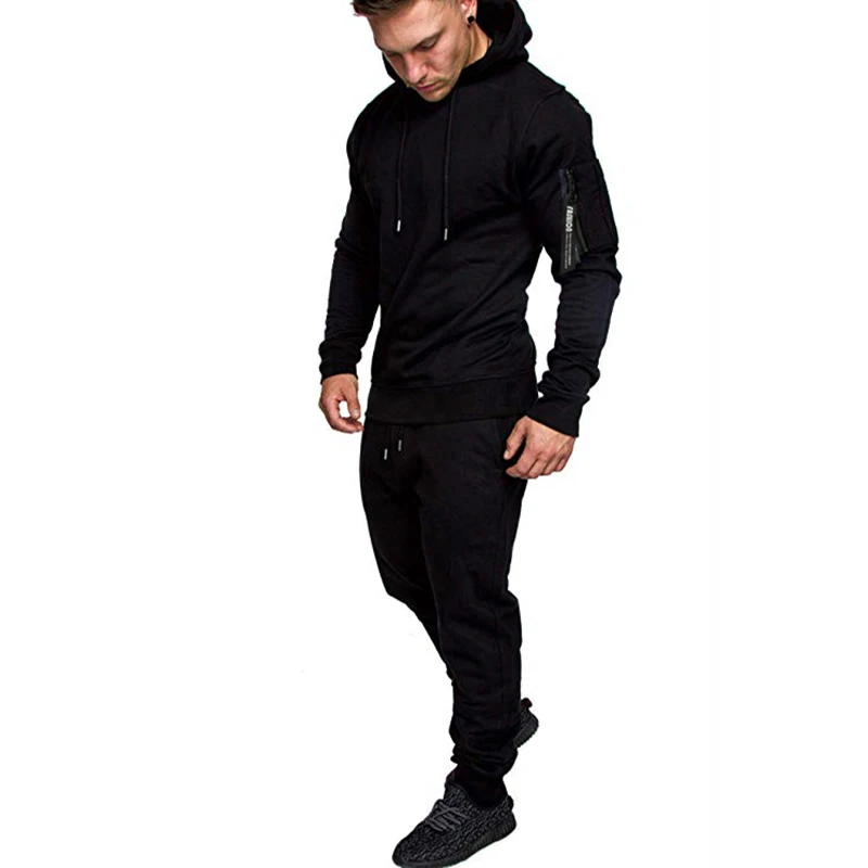 2021 Men 2 Pieces Tracksuit Casual Hoodies Sweatshirts + Sweatpants Jogging Training Sportswear Streetwear Suit Jacket