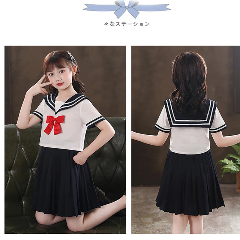 

New Sailor Suit Child Japanese Jk Uniform Student Korean Short Skirt Navy Collar Cute Short Sleeve College Style School Costume