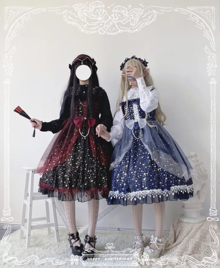 Robe Lolita Gothique Vintage pour Fille, Poin, Falbala, Nministériels d Papillon, Étoile Imprimée, Haute Audiprincesse, Raidie, Kawaii