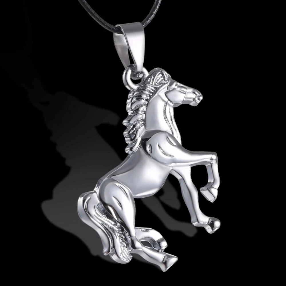 Rinhoo Run Horse Pendant Necklace Charming Stainless Steel Pendants Fashion Animal Jewelry for Women Men Dainty Character Gift