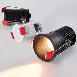 Minifoco empotrable LED COB, 7W, 5W, 3W, regulable, 110V, 220V, 24 °, blanco y negro, lámpara de techo para armario de vino