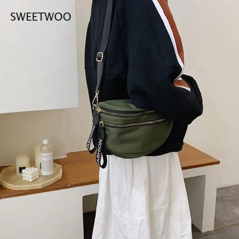 Women Large Capacity Faux Leather Waist Bag Chest Crossbody Bag Faux Leather Crossbody Bag With Phone Strap